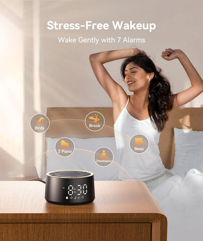 Dreamegg D1 Nova White Noise Sound Machine with Alarm Clock – Travel-Friendly Sleep Aid for Baby & Adults