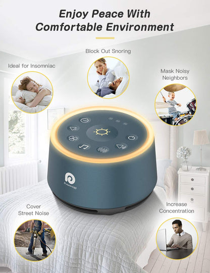 Dreamegg D1 Sound Machine – Navy Blue | White Noise, Night Light, Timer & Memory
