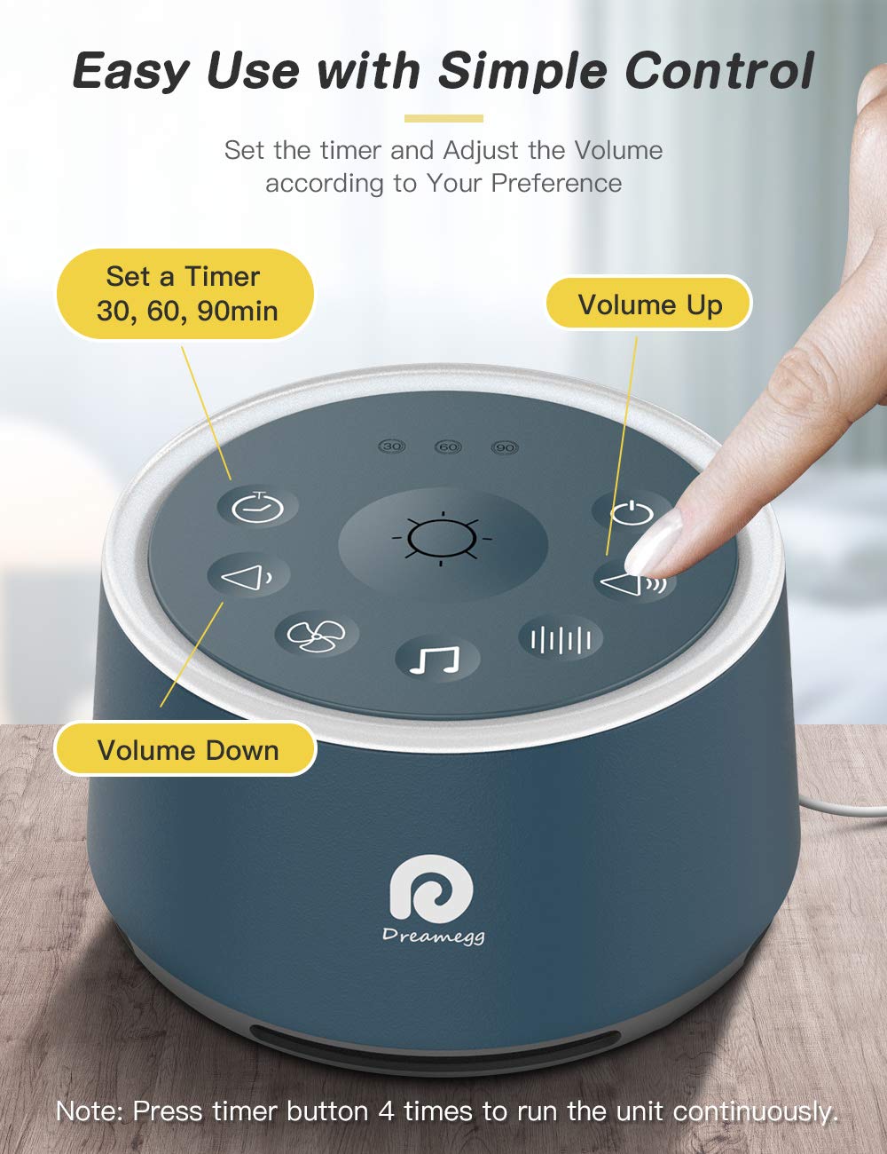 Dreamegg D1 Sound Machine – Navy Blue | White Noise, Night Light, Timer & Memory