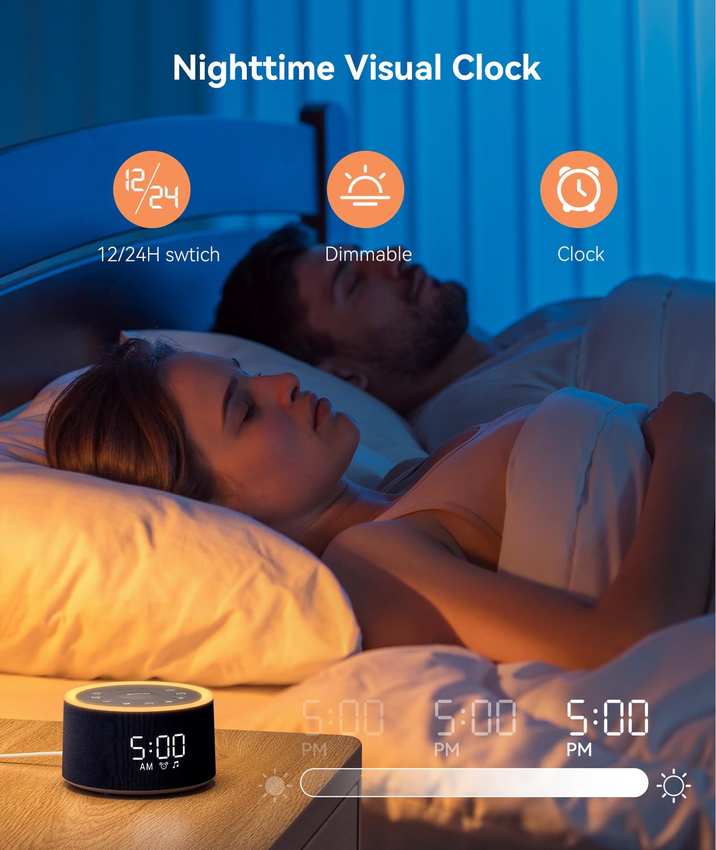 Dreamegg D1+ Sound Machine & Alarm Clock – 29 Sounds, Dimmable Night Light