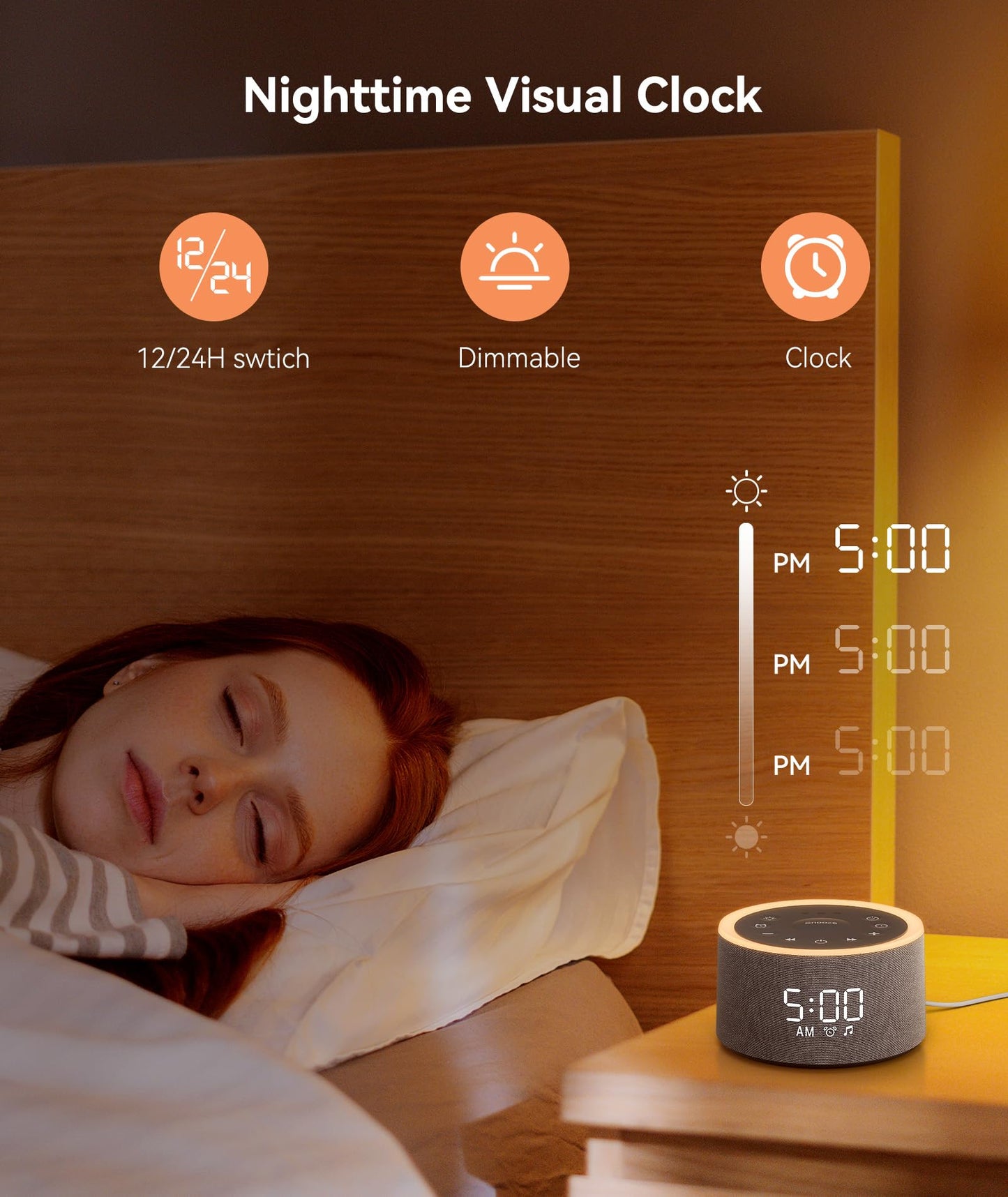 Dreamegg D1+ Sound Machine & Alarm Clock — 29 Soothing Sounds, Dimmable Night Light