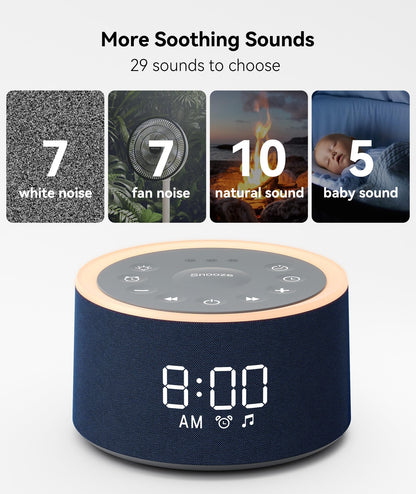 Dreamegg D1+ Sound Machine & Alarm Clock – 29 Sounds, Dimmable Night Light