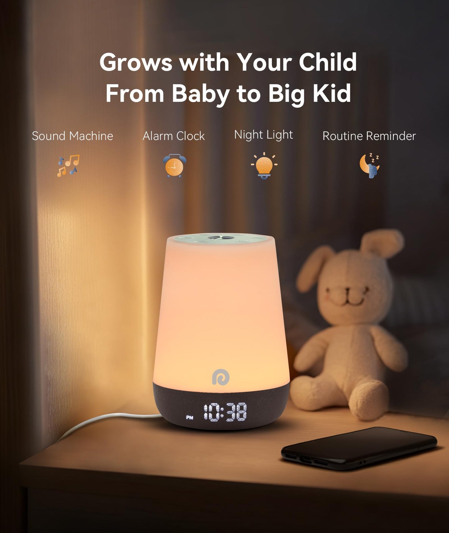 Dreamegg Nite 1 – Baby Sound Machine & Sleep Trainer with App Control, Night Light, 34 Sounds