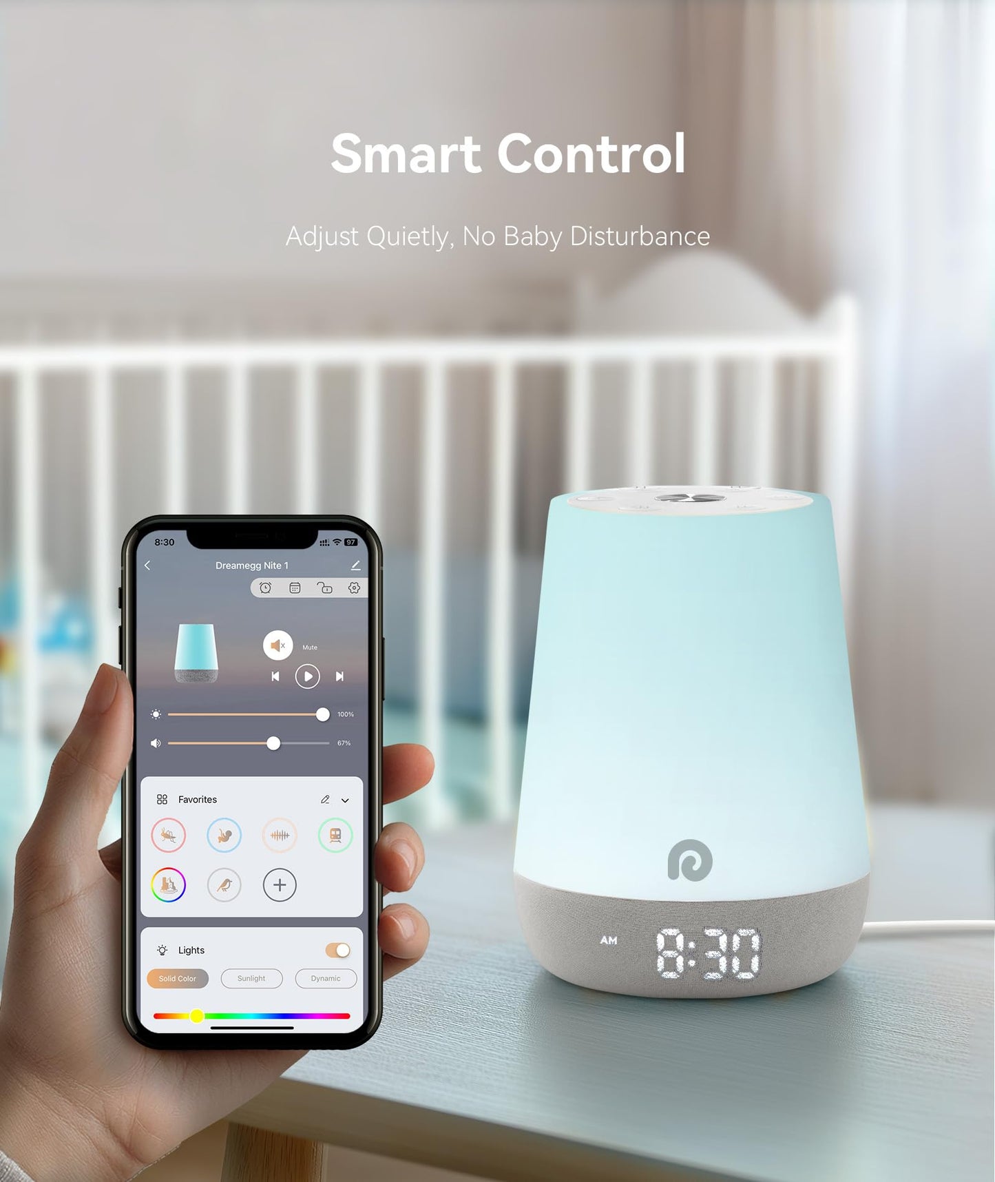 Dreamegg Nite 1 – Baby Sound Machine & Sleep Trainer with App Control, Night Light, 34 Sounds