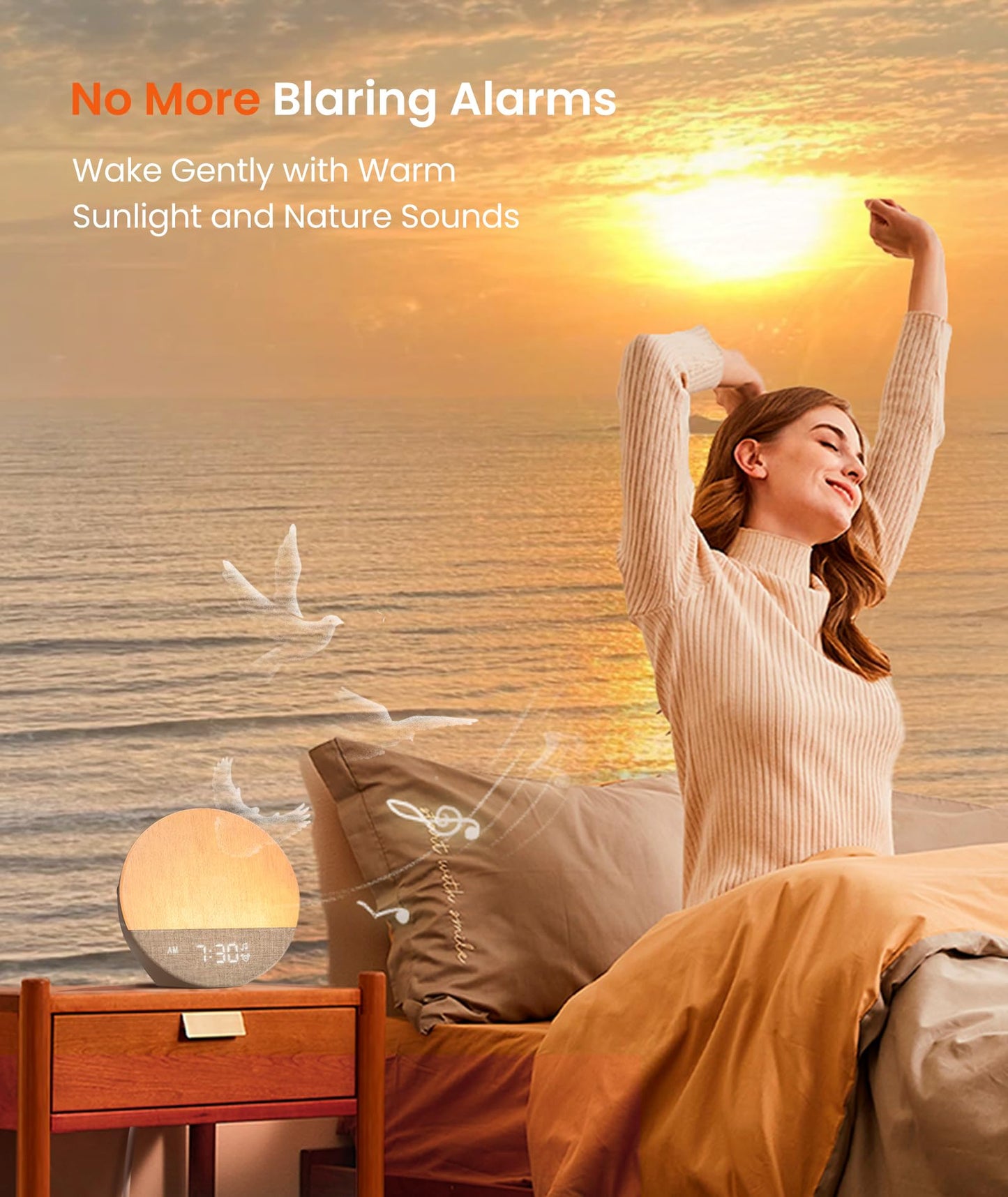 Dreamegg Sunrise 1 – Khaki Sunrise Alarm Clock & Sleep Sound Machine