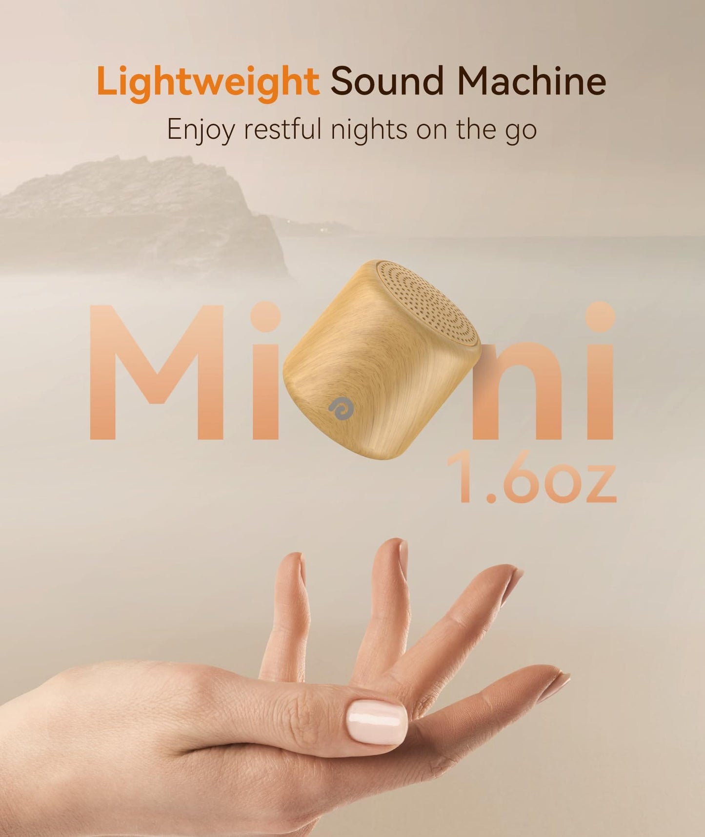 Dreamegg Pocket Sleep Sound Machine – Travel-Size, 16 Sounds, 1000mAh Battery, USB-C