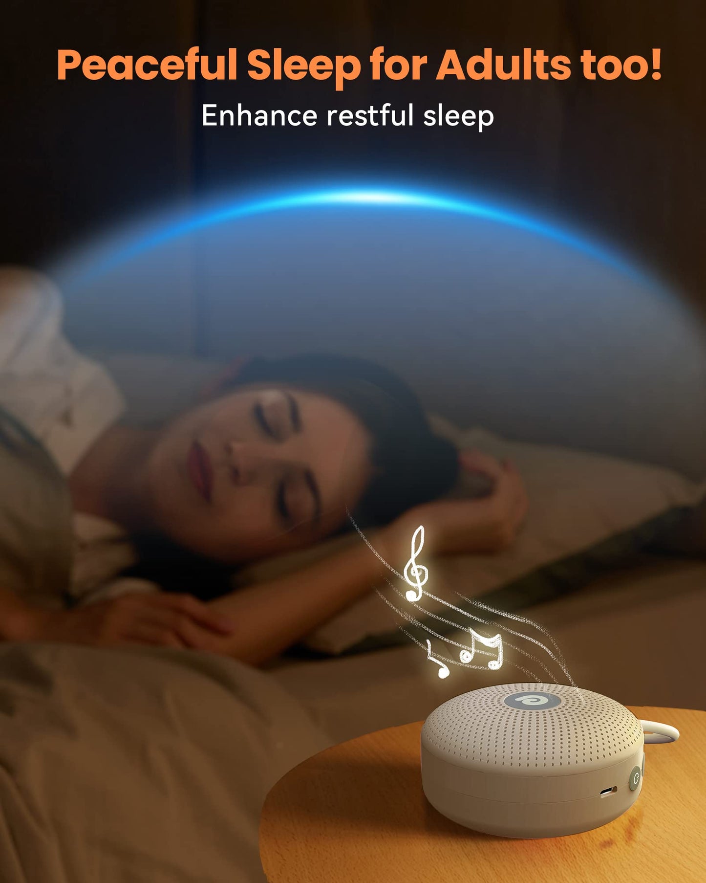 Dreamegg White Noise Machine - Portable Sound Machine for Baby & Adults | 21 Sounds, 1800mAh Battery