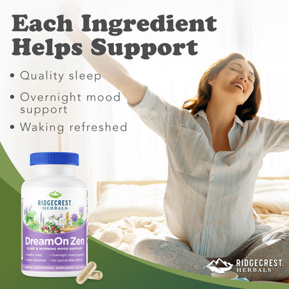 Ridgecrest DreamOn Zen Sleep Support – Melatonin Free (60 Caps, 30 Servs)