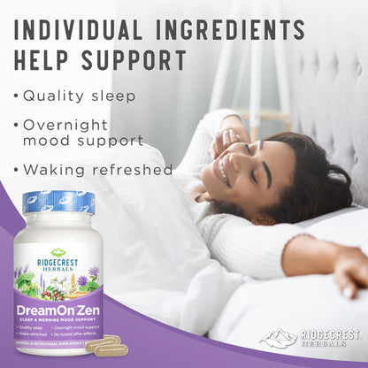 Ridgecrest DreamOn Zen Sleep Support – Melatonin Free (60 Caps, 30 Servs)