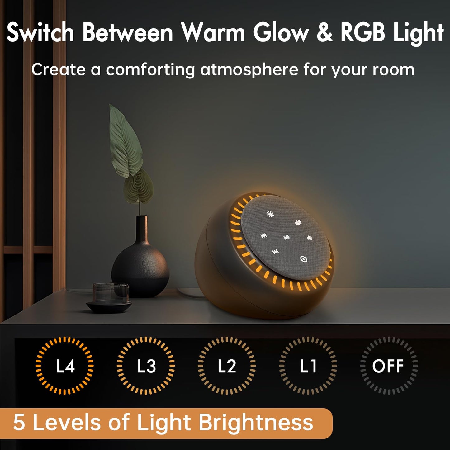 DreamSky Sound Machine for Sleep and Focus | 26 Sounds, RGB Night Light, USB-C