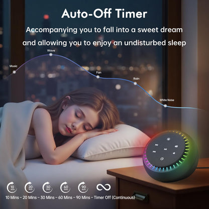 DreamSky Sound Machine for Sleep and Focus | 26 Sounds, RGB Night Light, USB-C