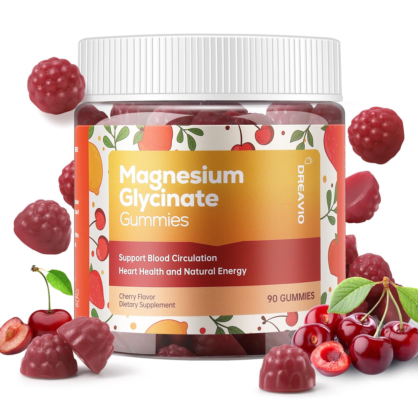 DREAVIO 90-Count Magnesium Glycinate Gummies 400mg with Ashwagandha | Sugar-Free Zinc Magnesium Glycinate Gummies for Adults