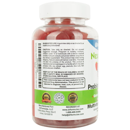 Nexabiotic Multivitamin Gummies with Omega-3 & Probiotics for Kids & Adults | Halal Vegetarian 120 Count