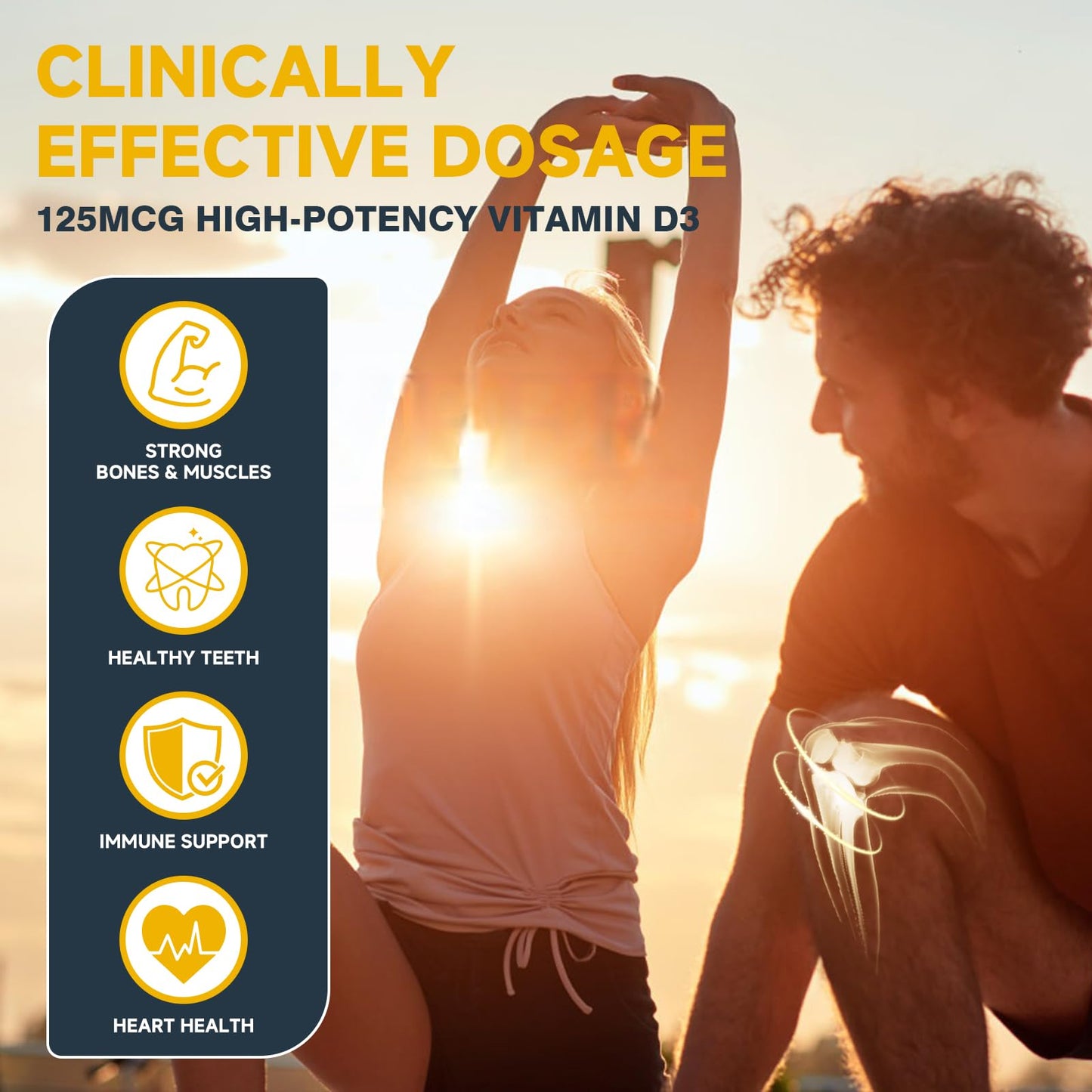 DRFOSTER Vitamin D3 & K2 – High-Potency D3 125mcg + MK-7 100mcg for Bone, Heart & Immune Support