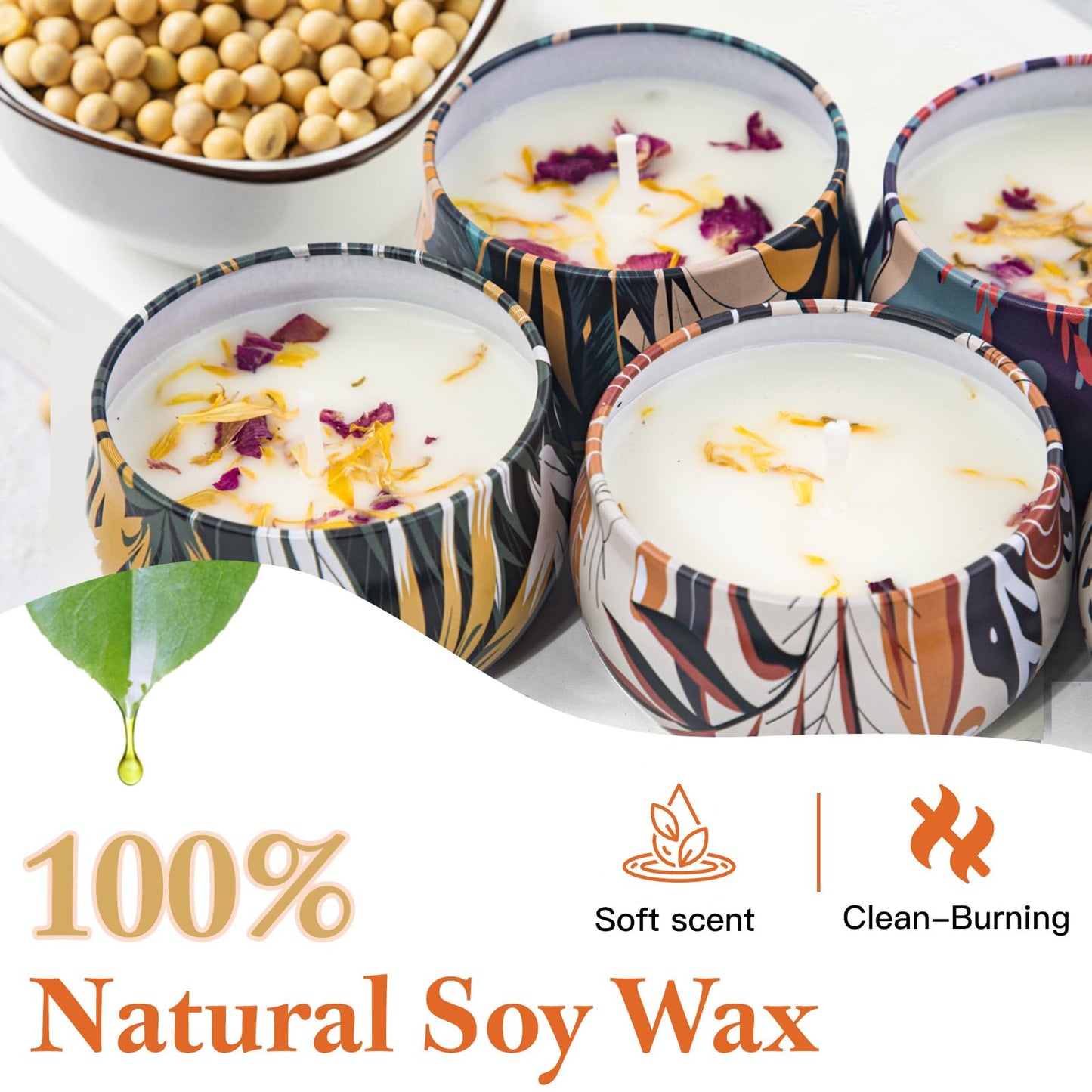 Soy Wax Candle Gift Set – 16 Pack with Dried Flowers | Aromatherapy Gifts
