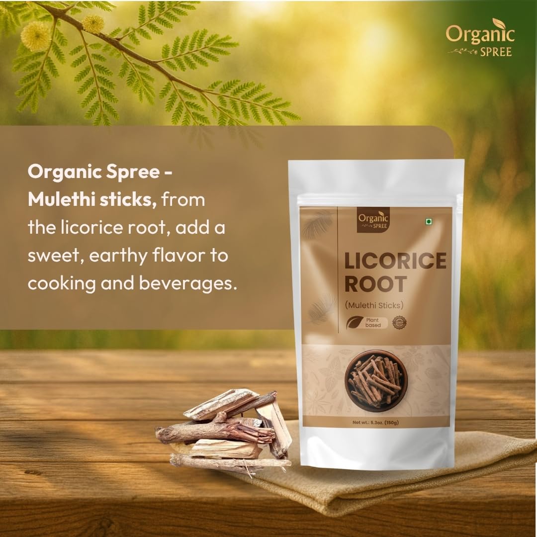 Organic Spree Licorice Root Sticks (Mulethi) - 5.3 oz | GMP Certified