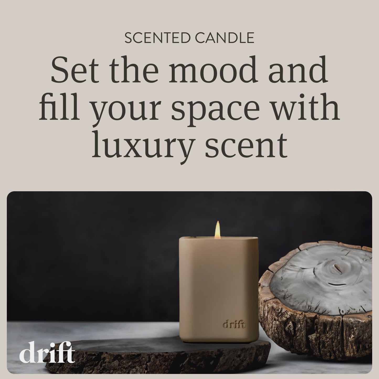 Drift Amber Scented Candle – 10.5 oz | 60 Day Burn Time | Home Decor Fragrance