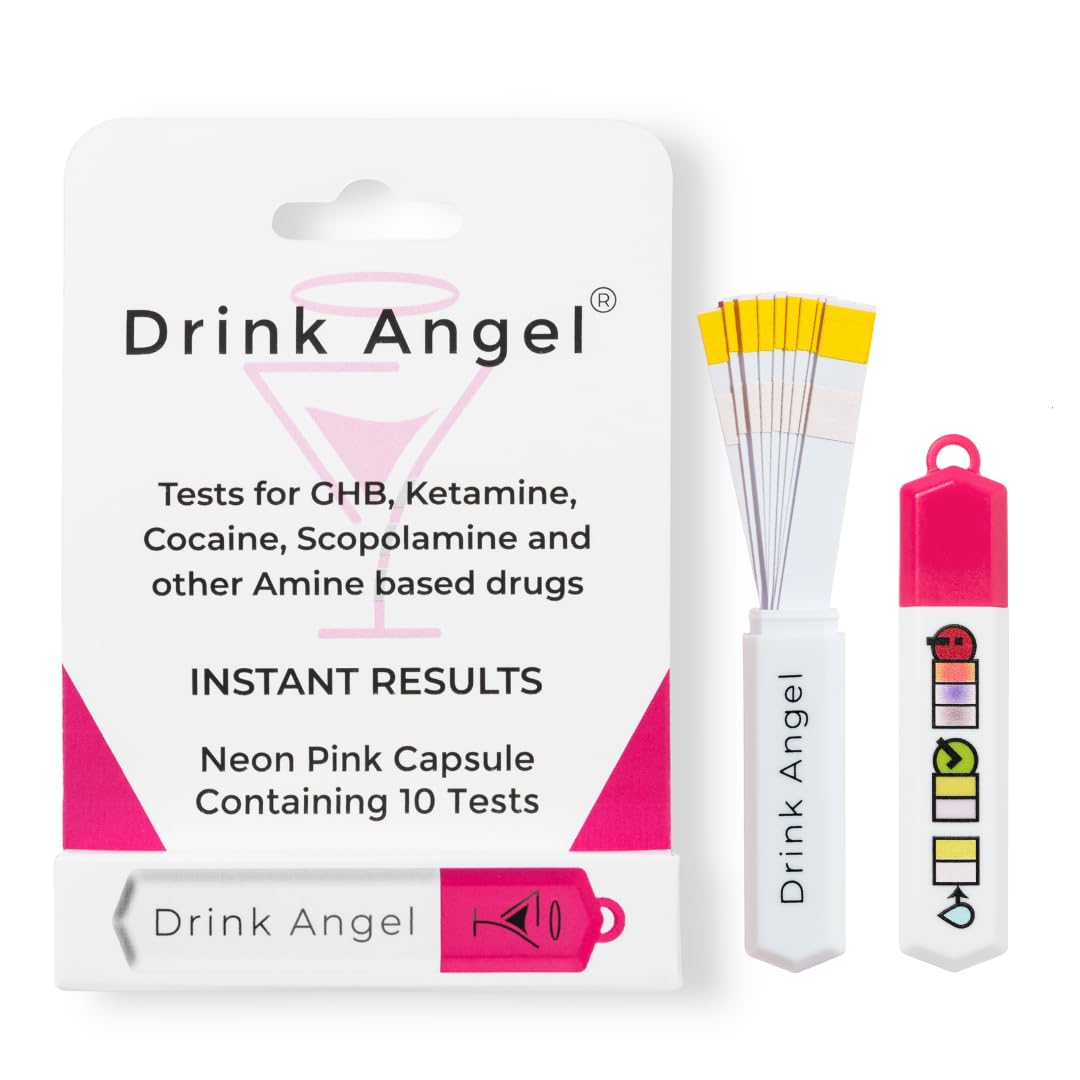 Drink Angel Spike Test Kits - 10 Pack | Discreet On-The-Go Drink Spiking Prevention (Neon Pink)