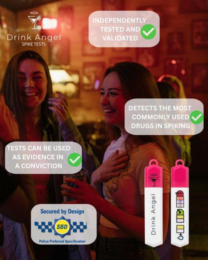 Drink Angel Spike Test Kits - 10 Pack | Discreet On-The-Go Drink Spiking Prevention (Neon Pink)