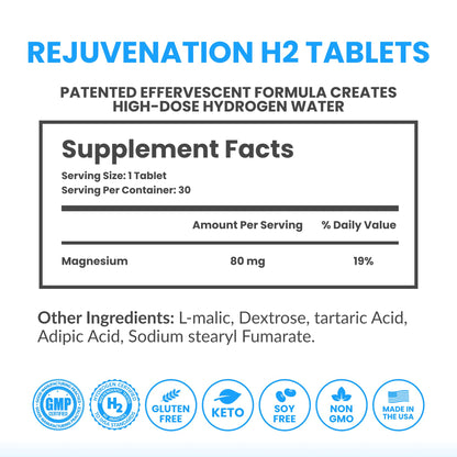 DRINK HRW Rejuvenation: 12 ppm Hydrogen Water Tablets (Unflavored, 30ct) – Energy & Focus
