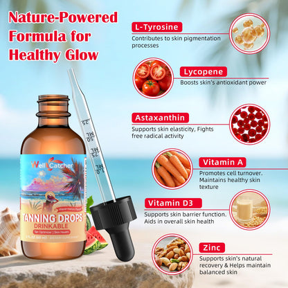 Drinkable Tanning Drops for Women – 6-in-1 Natural Tan with Astaxanthin