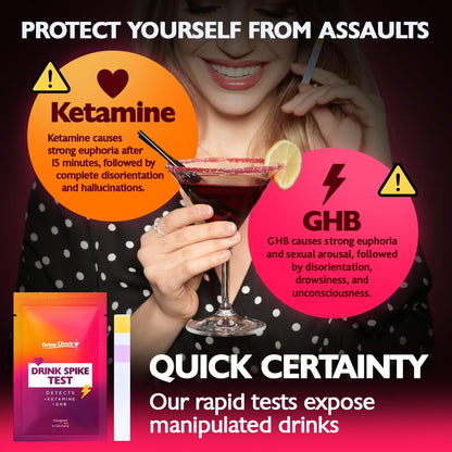 DrinkCheck Spiked Drink Test Strips – 10 Tests | Detects GHB & Ketamine – CA Compliant