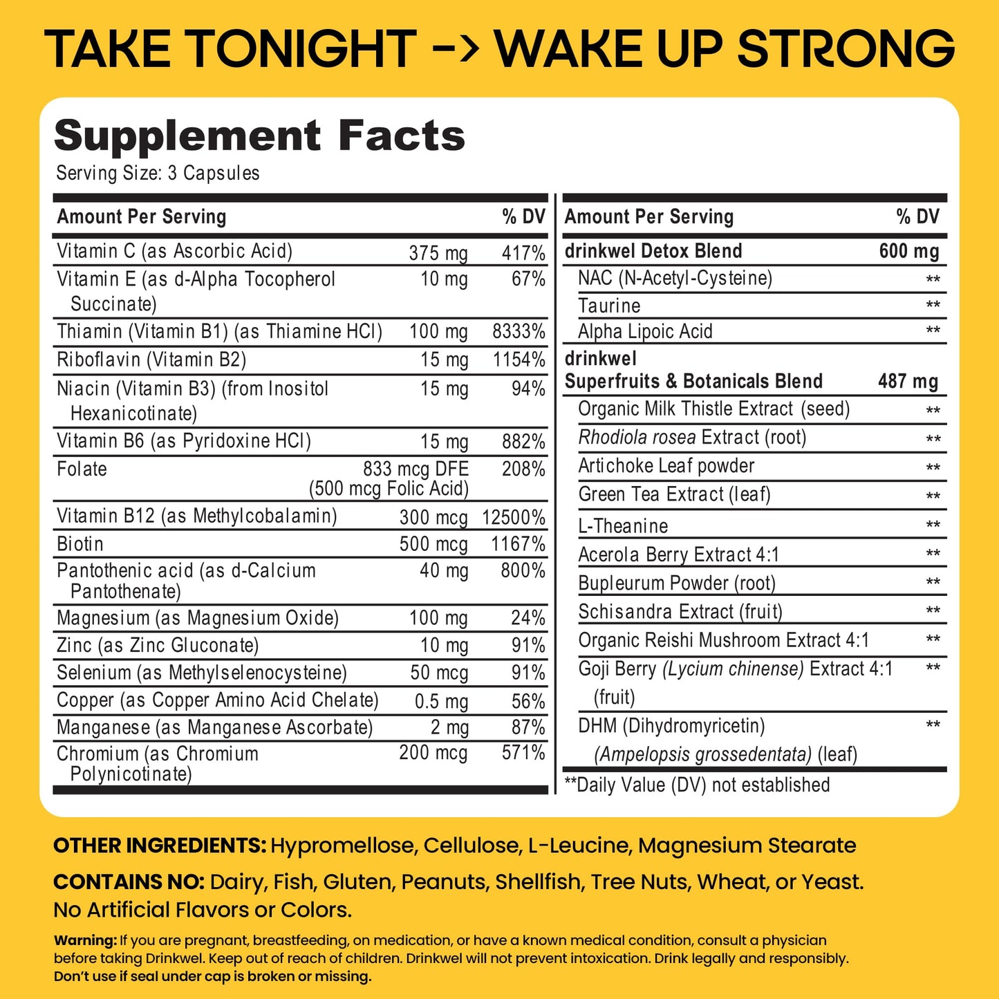 Drinkwel Better Mornings - Premium Multivitamin for Recovery, Liver Support & Immunity - 30 Count