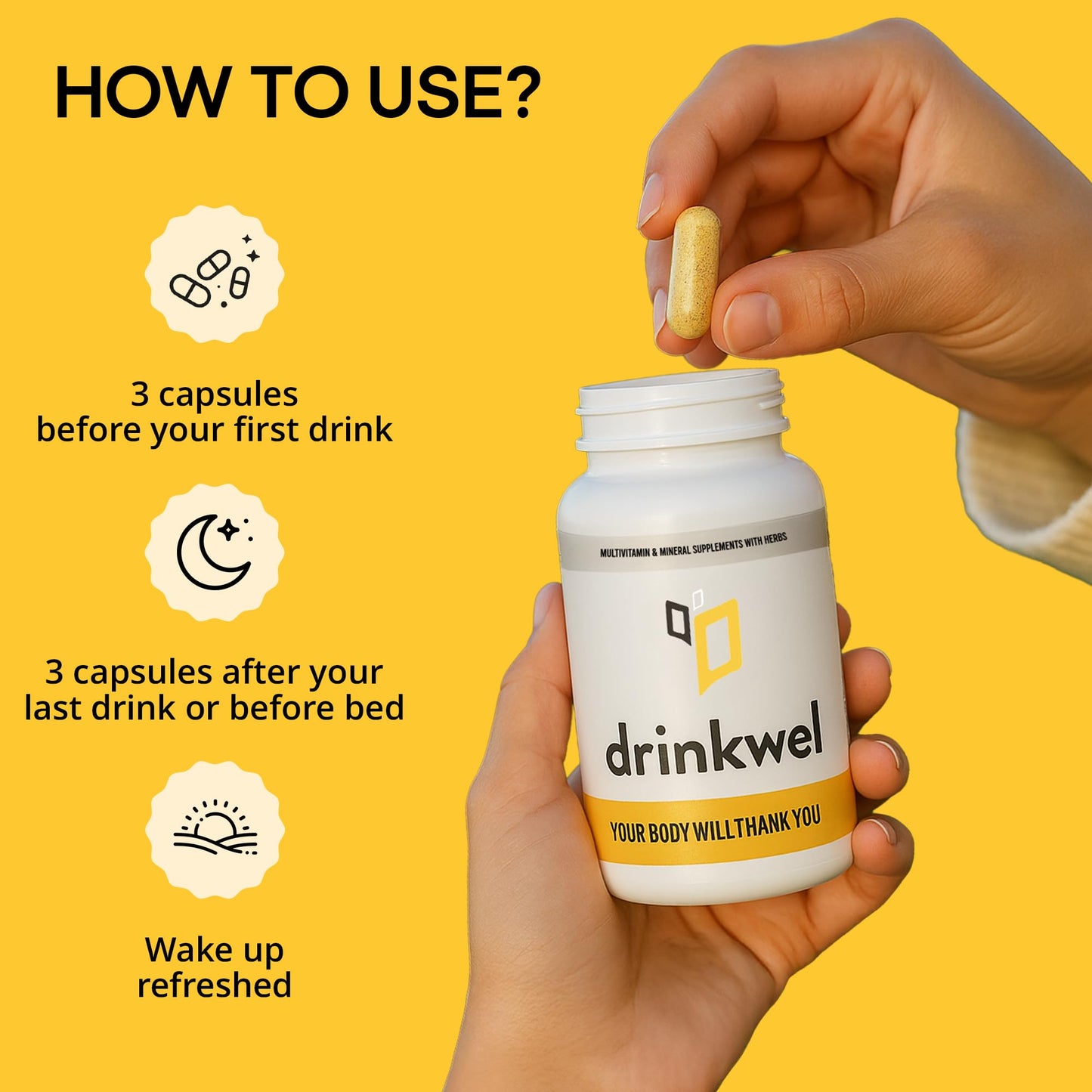 Drinkwel Better Mornings - Premium Multivitamin for Recovery, Liver Support & Immunity - 30 Count