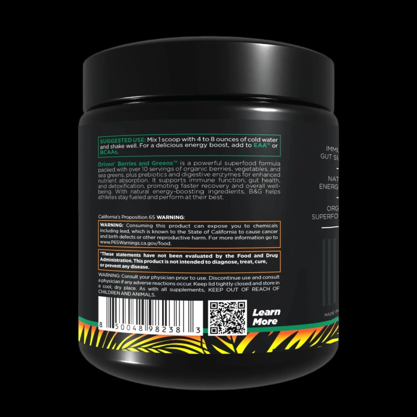 Driven B&G Berries & Greens Superfood Powder – Citrus Delight, 30 Servings