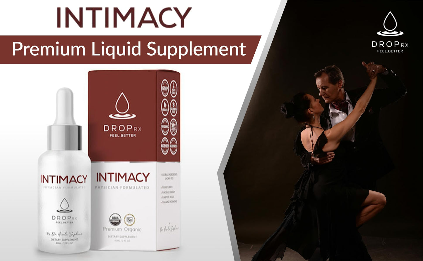 Drop Rx Intimacy by Dr. Nicole Saphier – Organic Maca, Ginkgo & Tribulus Liquid Supplement (USA Made)