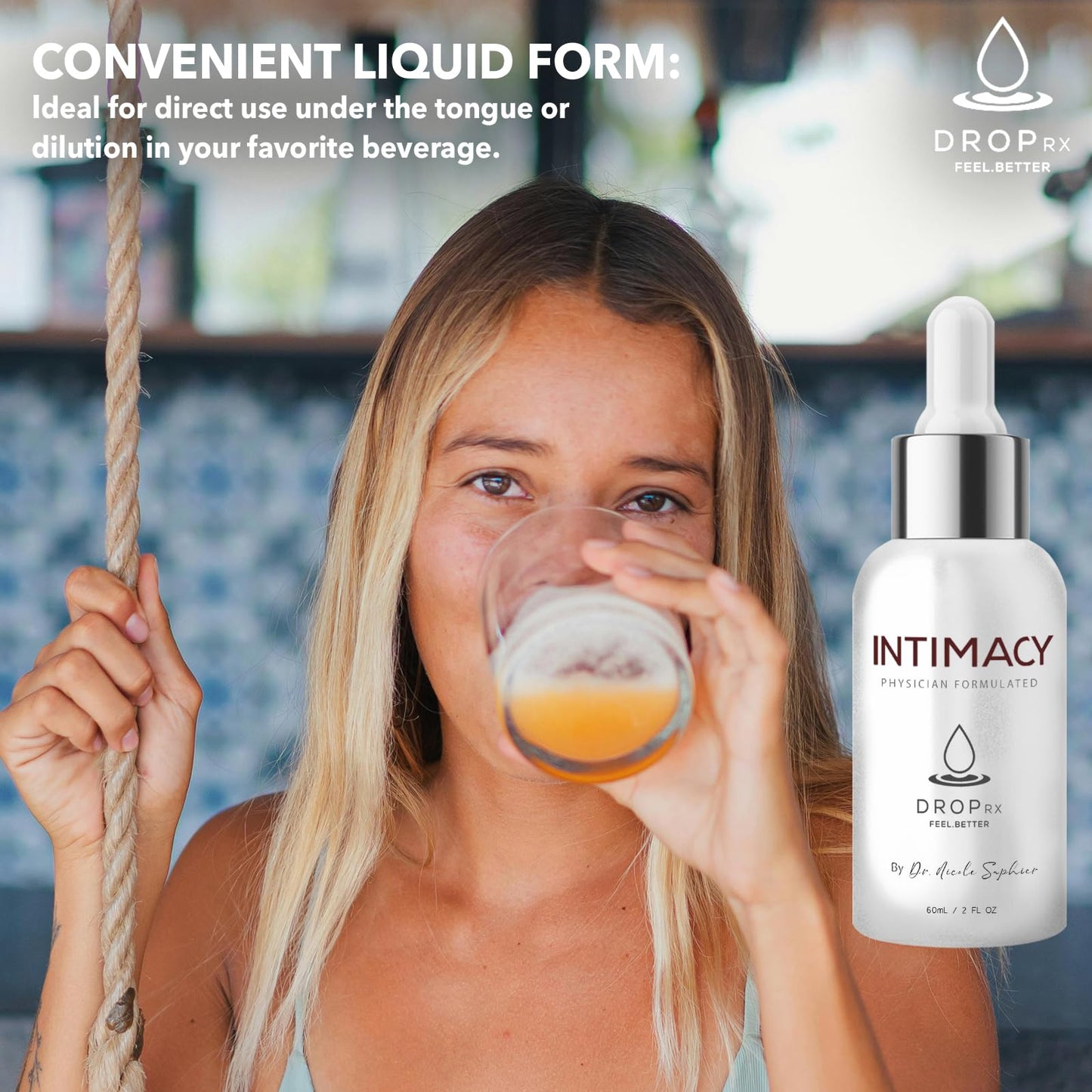 Drop Rx Intimacy by Dr. Nicole Saphier – Organic Maca, Ginkgo & Tribulus Liquid Supplement (USA Made)