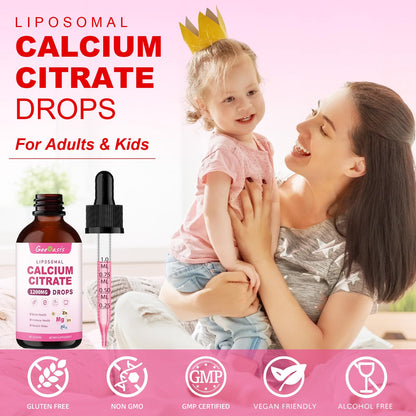 Liposomal Liquid Calcium Citrate Drops 1200mg – Bone Health & Immune Support, 2 oz