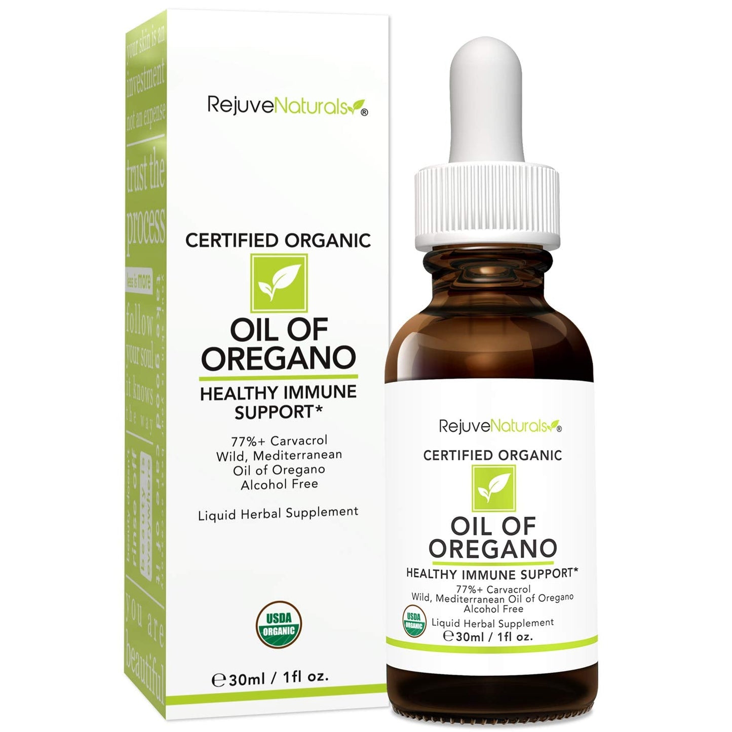 RejuveNaturals Oil of Oregano – USDA Organic 1 fl oz (30 ml) Immune Support Drops | Gluten Free, Vegan & Non-GMO