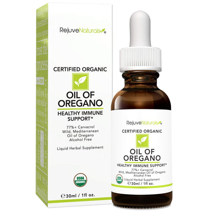 RejuveNaturals Oil of Oregano – USDA Organic 1 fl oz (30 ml) Immune Support Drops | Gluten Free, Vegan & Non-GMO