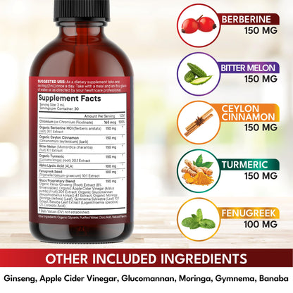 Berberine with Ceylon Cinnamon Liquid Drops – Immune Support Formula (2 oz)