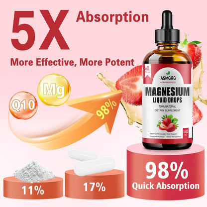 Magnesium Glycinate Liquid Drops with Vitamin D & B6 – 1500mg Plant-Based Formula, Vegan, Non-GMO | 2 fl oz