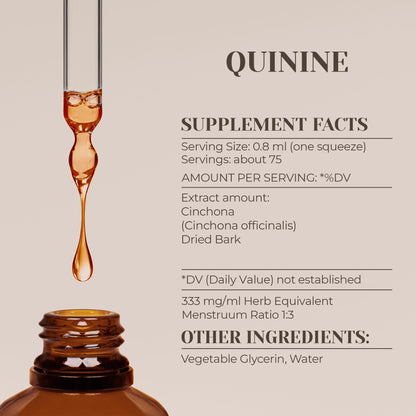 Quinine Alcohol-Free Natural Tincture Extract – Immune System Support Drops, 2 fl oz | Vegan, Cruelty-Free