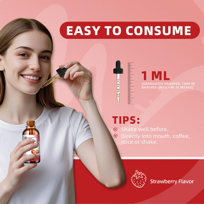 (3 Pack) Magnesium Glycinate Liquid Drops - High Absorption, Strawberry Flavor