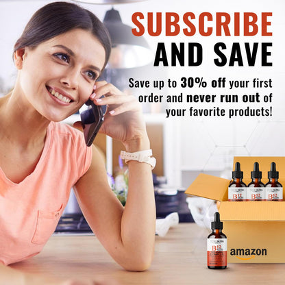 Extra Strength Liquid B12 Drops - Vegan, Non-GMO | B12/B6/B3 for Energy