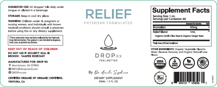 DropRx Relief by Dr. Nicole Saphier - Devil's Claw & Organic Ginger (2 oz)