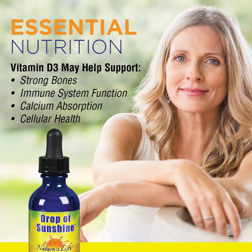 Drops of Sunshine Vitamin D-3 Drops 5000IU in Organic EVOO & Coconut Oil | Nature's Life – 2 oz