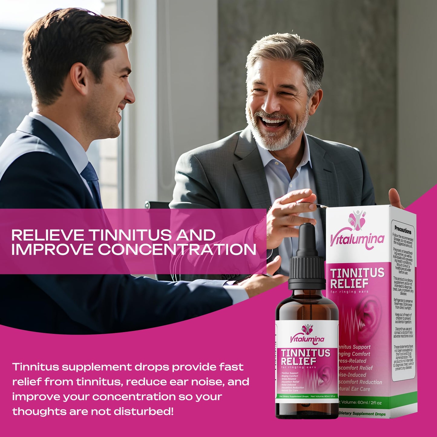 Tinnitus Relief Drops To Drink – Natural Tinnitus Relief for Ringing Ears (60ml)