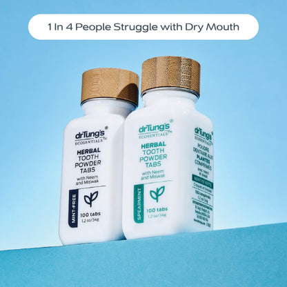 drTung's Herbal Toothpaste Tablets – Spearmint (100 Tabs) | Dry Mouth Relief, Fluoride Free, Vegan, Non-GMO