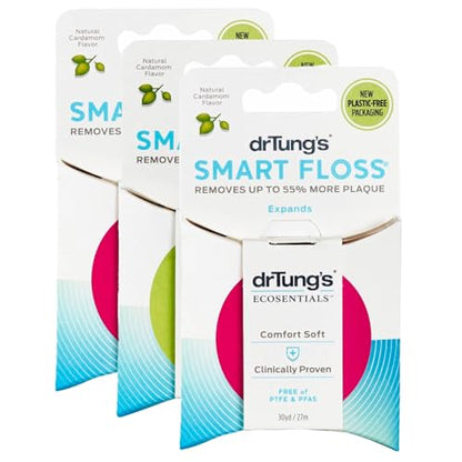 DrTung's Smart Floss – Natural Expanding Cardamom Floss, BPA & PFAS Free (Pack of 3)