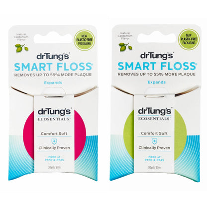drTung's Smart Floss - 30 yds, Natural Cardamom Flavor, 2 Count (Colors May Vary)