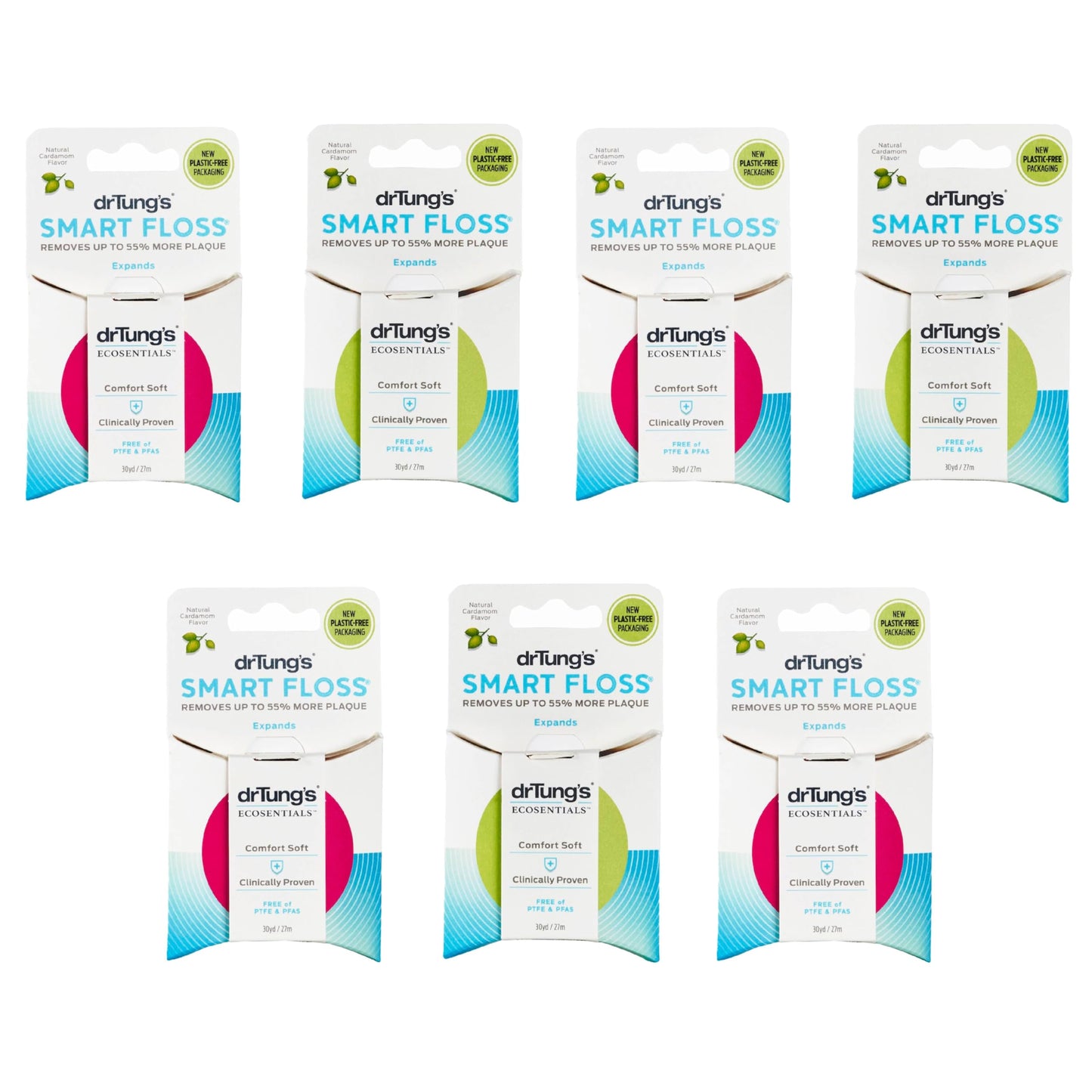 DrTung's Smart Floss – Natural Expanding Cardamom Floss, BPA & PTFE Free (7-Pack)