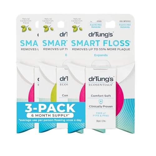 DrTung's Smart Floss – Natural, PTFE & PFAS Free, Cardamom Flavored – Pack of 3