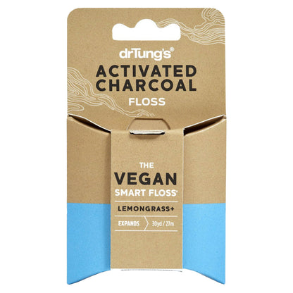 DrTung's Vegan Activated Charcoal Floss – Lemongrass, Expands, Gentle on Gums, BPA Free