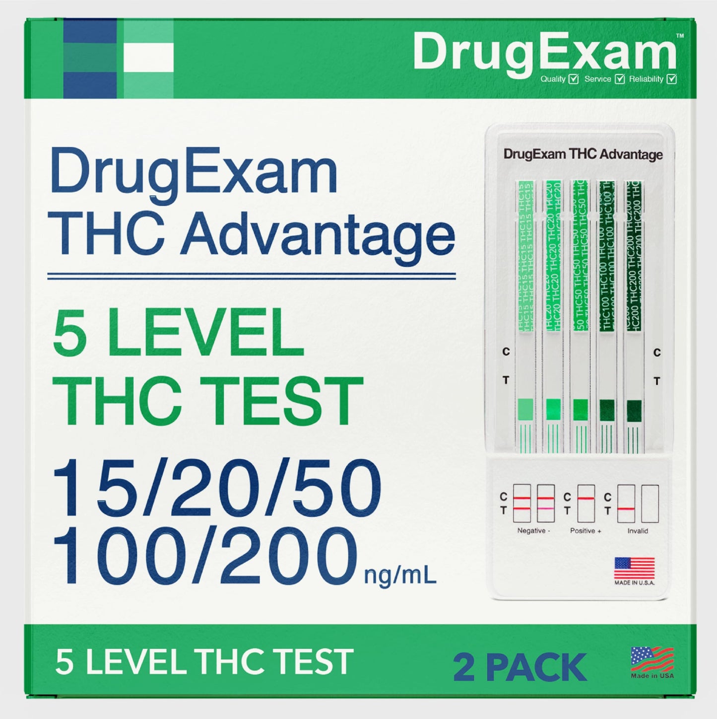 2 Pack DrugExam Multi Drug Screen Test – THC Urine Test, Easy to Use, Detailed Instructions Included (2)