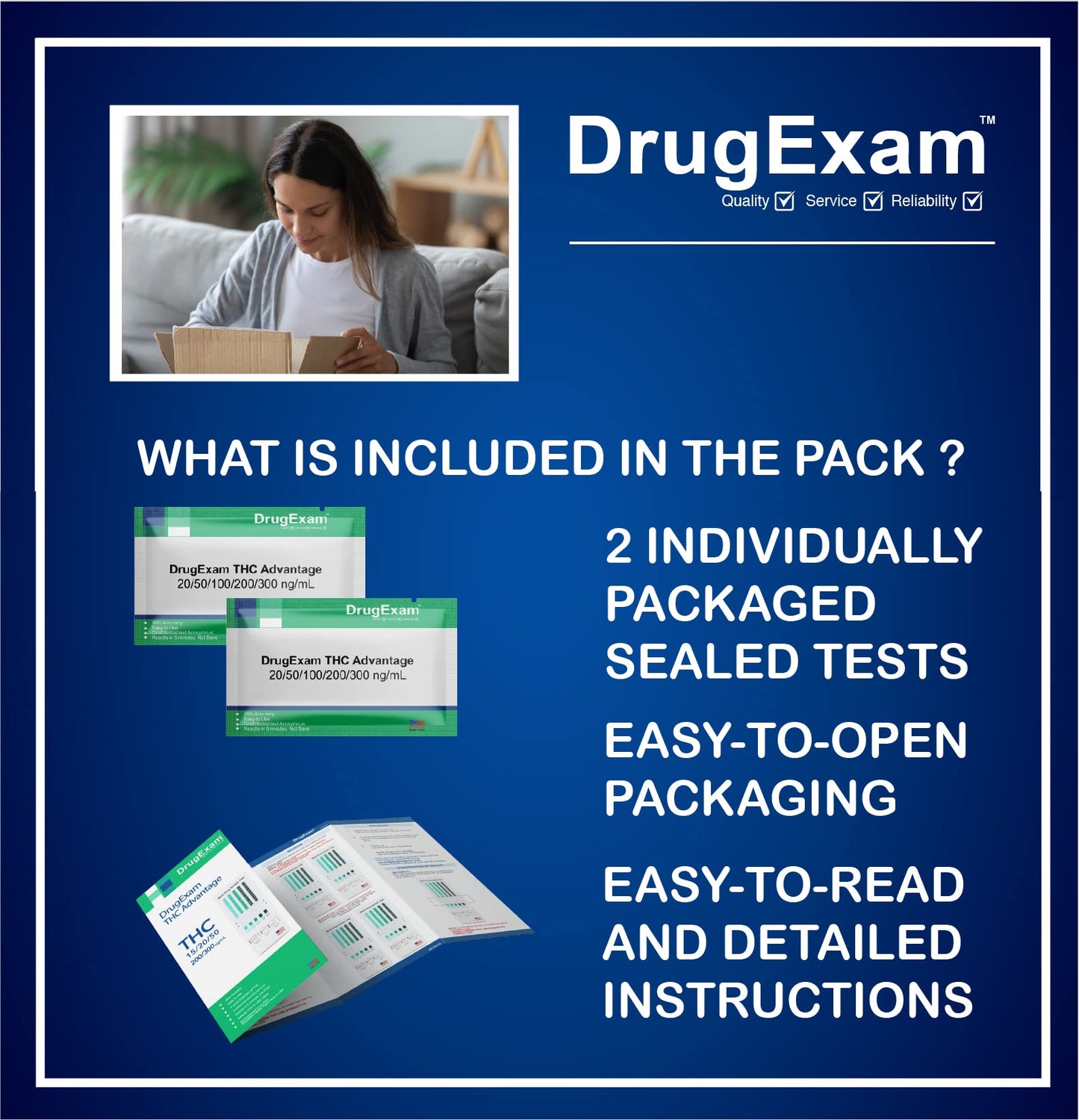 2 Pack DrugExam Multi Drug Screen Test – THC Urine Test, Easy to Use, Detailed Instructions Included (2)